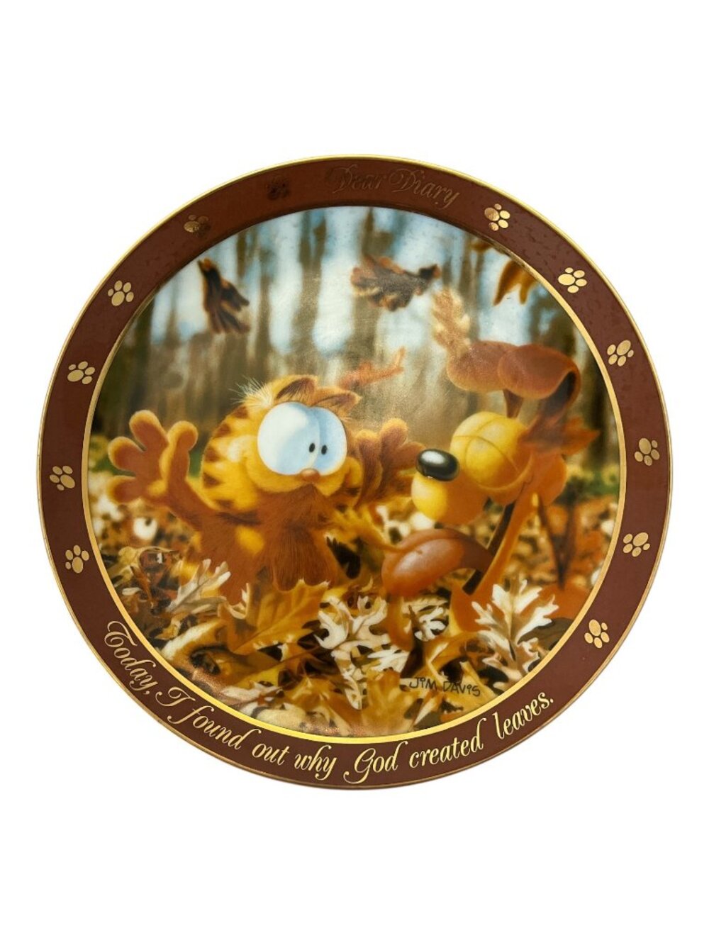 Garfield Dear Diary Series "God Created Leaves" Danbury Mint Collector Plate 8.2